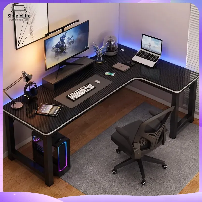 Desk Setup Dual Monitor And Laptop - Scrivania da Gaming ad Angolo, Scrivania