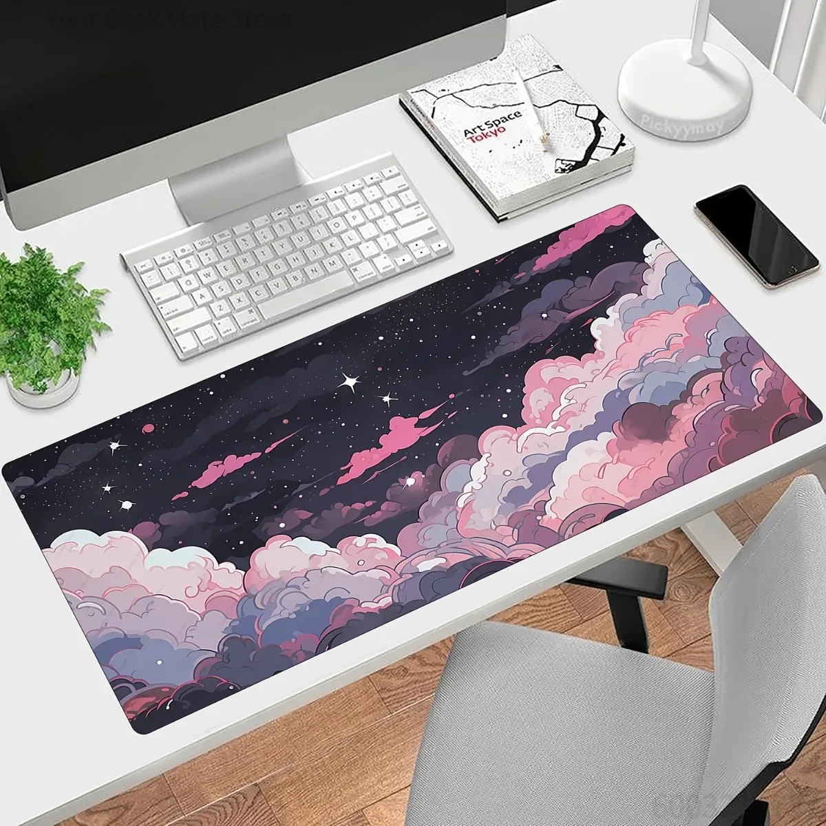Desk Setup Pc And Laptop - Tappetino per Mouse Anime Rosa e